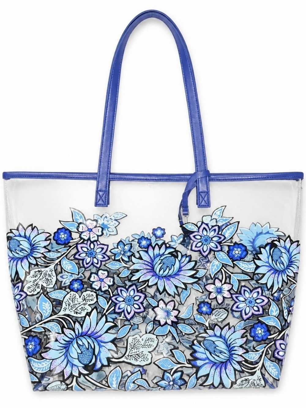 Vera Bradley Clear Beach Tote & Matching Pouch Set - Blue Bayou Floral